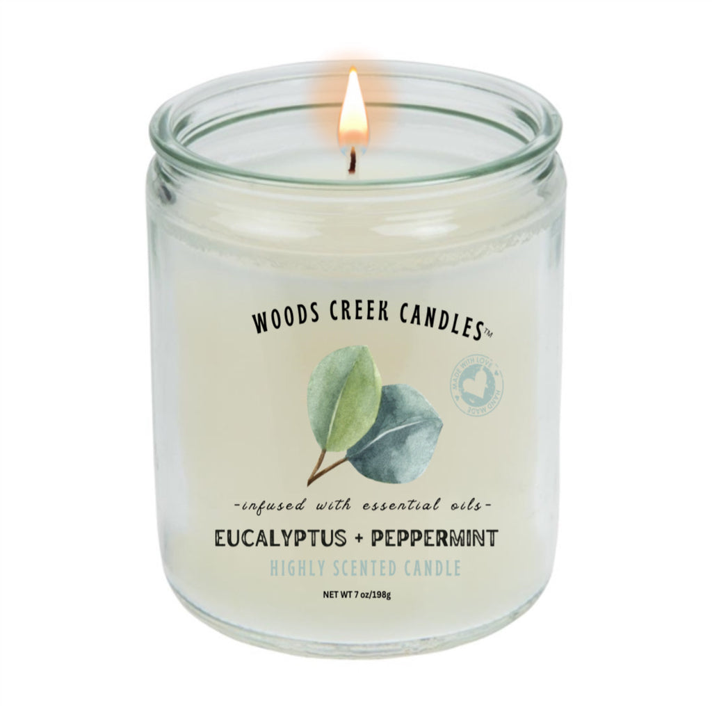 Peppermint and Eucalyptus Candles and Wax Melts