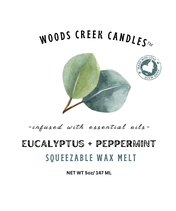 Eucalyptus + Peppermint Squeezable Wax Melt – Woods Creek Candles